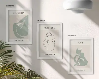 Keretezett triptichon Henri Matisse pasztell árnyalatú absztrakt alakjaival