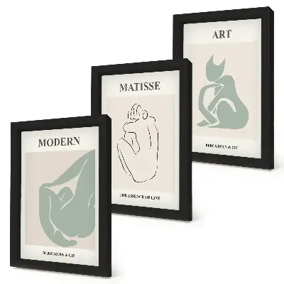 Keretezett triptichon Henri Matisse pasztell árnyalatú absztrakt alakjaival
