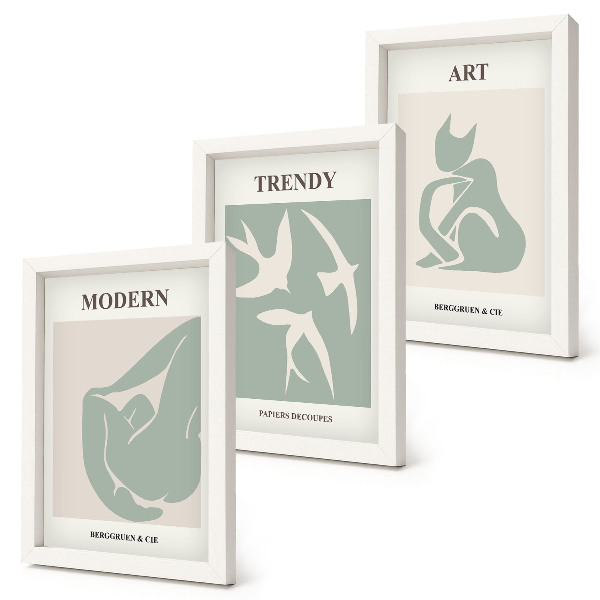 Modern keretezett kép szett Henri Matisse absztrakt figurái visszafogott színekben