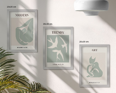 Modern keretezett kép szett Henri Matisse absztrakt figurái visszafogott színekben