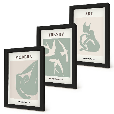 Modern keretezett kép szett Henri Matisse absztrakt figurái visszafogott színekben