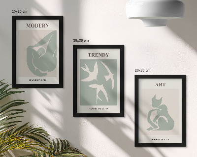 Modern keretezett kép szett Henri Matisse absztrakt figurái visszafogott színekben