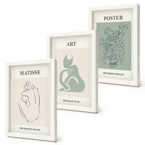 Keretezett triptichon Henri Matisse bézs és zöld árnyalatú plakátokkal