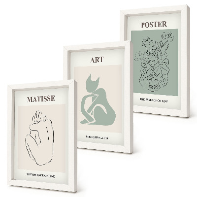 Keretezett triptichon Henri Matisse bézs és zöld árnyalatú plakátjai