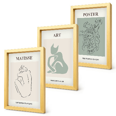 Keretezett triptichon Henri Matisse bézs és zöld árnyalatú plakátjai