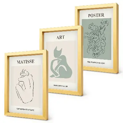Keretezett triptichon Henri Matisse bézs és zöld árnyalatú plakátokkal