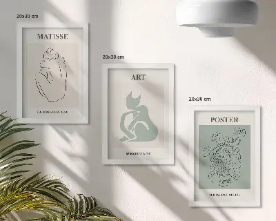 Keretezett triptichon Henri Matisse bézs és zöld árnyalatú plakátokkal