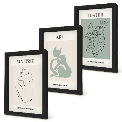 Keretezett triptichon Henri Matisse bézs és zöld árnyalatú plakátjai