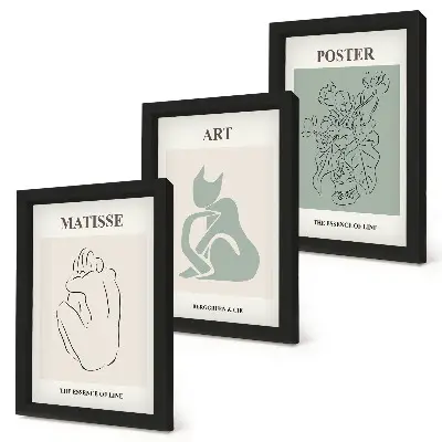 Keretezett triptichon Henri Matisse bézs és zöld árnyalatú plakátokkal