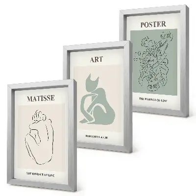 Keretezett triptichon Henri Matisse bézs és zöld árnyalatú plakátokkal