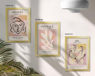 Modern keretezett kép szett Stílusos portrék és absztrakt formák pasztellszínekben