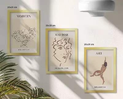 Modern keretezett képszett stílusos grafikák virágokkal, arcokkal és emberi alakokkal