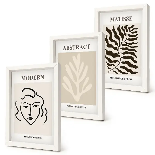 Modern keretezett képszett Henri Matisse arc- és levélillusztrációival