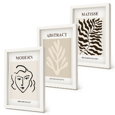 Modern keretezett kép szett Henri Matisse grafikáinak arc- és levélillusztrációi