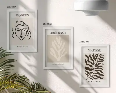 Modern keretezett képszett Henri Matisse arc- és levélillusztrációival