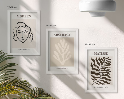 Modern keretezett kép szett Henri Matisse grafikáinak arc- és levélillusztrációi