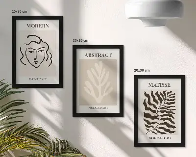 Modern keretezett képszett Henri Matisse arc- és levélillusztrációival