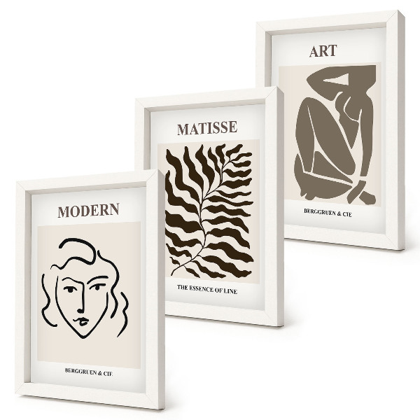 Modern keretezett kép szett Stílusos grafika semleges színű vonalakkal és alakokkal