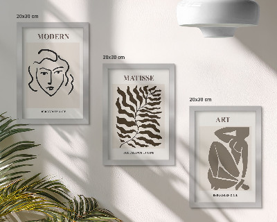 Modern keretezett kép szett Stílusos grafika semleges színű vonalakkal és alakokkal