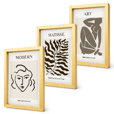 Modern keretezett kép szett Stílusos grafika semleges színű vonalakkal és alakokkal
