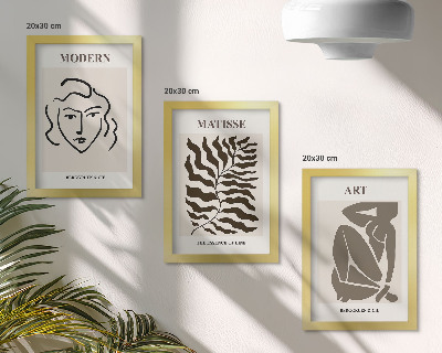 Modern keretezett kép szett Stílusos grafika semleges színű vonalakkal és alakokkal