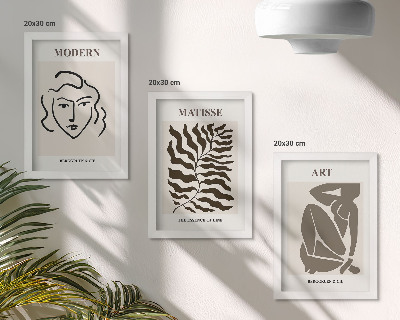 Modern keretezett kép szett Stílusos grafika semleges színű vonalakkal és alakokkal