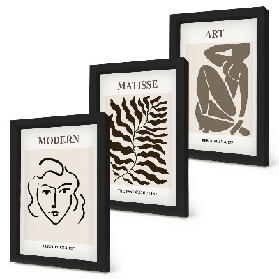 Modern keretezett kép szett Stílusos grafika semleges színű vonalakkal és alakokkal