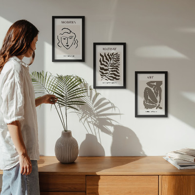 Modern keretezett kép szett Stílusos grafika semleges színű vonalakkal és alakokkal