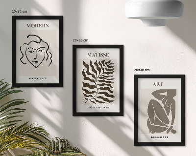 Modern keretezett kép szett Stílusos grafika semleges színű vonalakkal és alakokkal
