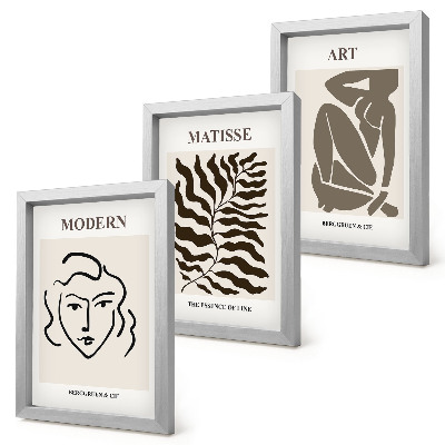 Modern keretezett kép szett Stílusos grafika semleges színű vonalakkal és alakokkal