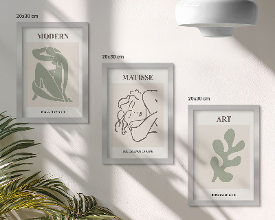 Modern keretezett kép szett Stílusos karakterek és növények minimalista dizájnban