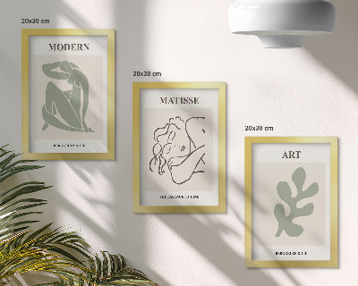 Modern keretezett kép szett Stílusos karakterek és növények minimalista dizájnban