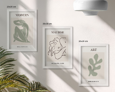 Modern keretezett kép szett Stílusos karakterek és növények minimalista dizájnban