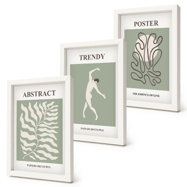 Keretezett triptichon Henri Matisse zöld árnyalatú növényi mintái
