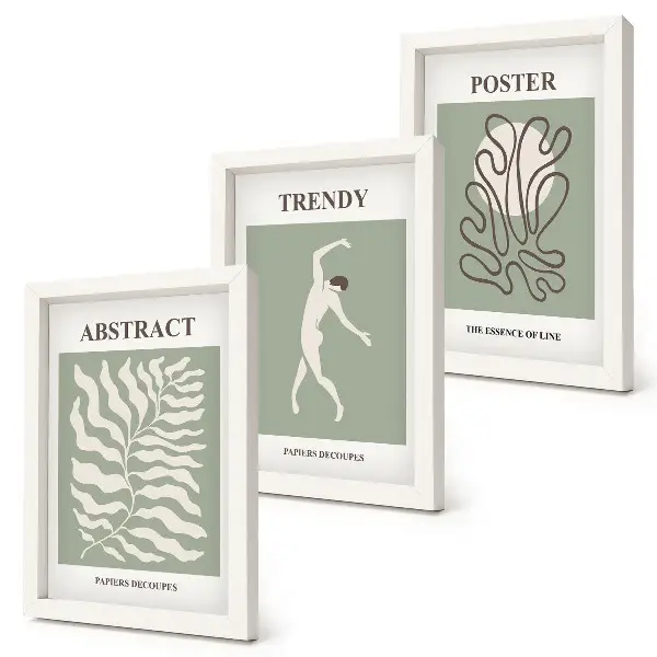 Henri Matisse zöld árnyalatú növényi mintái keretezett triptichon