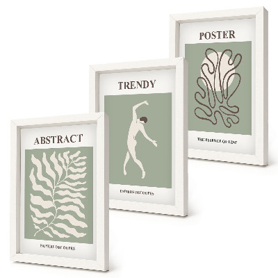 Keretezett triptichon Henri Matisse zöld árnyalatú növényi mintái