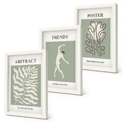 Henri Matisse zöld árnyalatú növényi mintái keretezett triptichon