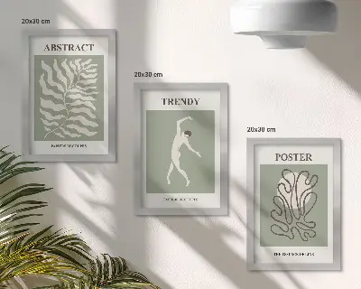 Henri Matisse zöld árnyalatú növényi mintái keretezett triptichon