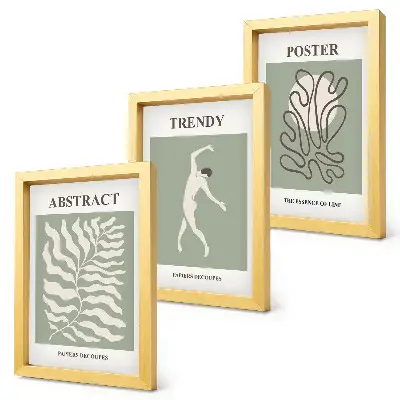 Henri Matisse zöld árnyalatú növényi mintái keretezett triptichon