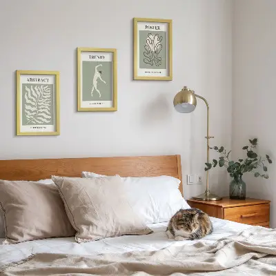 Henri Matisse zöld árnyalatú növényi mintái keretezett triptichon