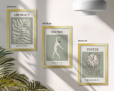 Keretezett triptichon Henri Matisse zöld árnyalatú növényi mintái