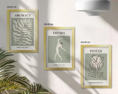 Henri Matisse zöld árnyalatú növényi mintái keretezett triptichon