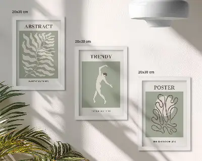 Henri Matisse zöld árnyalatú növényi mintái keretezett triptichon