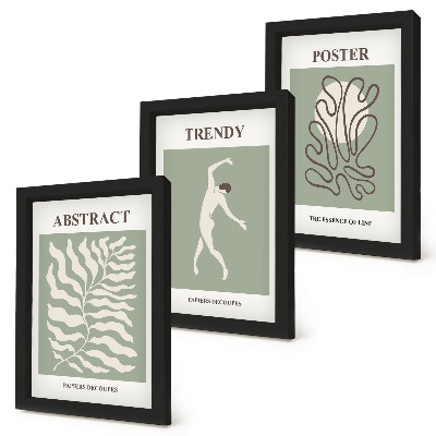 Keretezett triptichon Henri Matisse zöld árnyalatú növényi mintái