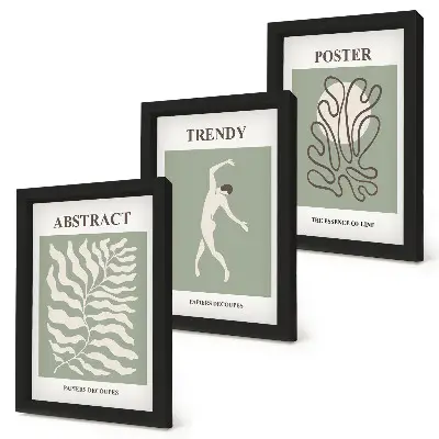 Henri Matisse zöld árnyalatú növényi mintái keretezett triptichon