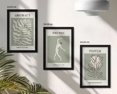 Henri Matisse zöld árnyalatú növényi mintái keretezett triptichon
