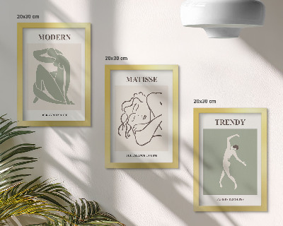 Keretezett triptichon Stílusos karakterek minimalista formákban és színekben