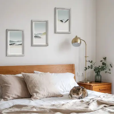 Modern keretezett képszett minimalista hegyek finom pasztell árnyalatokban