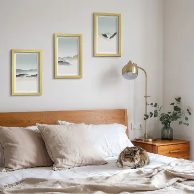 Modern keretezett képszett minimalista hegyek finom pasztell árnyalatokban