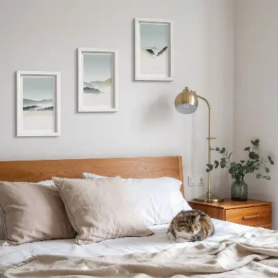Modern keretezett képszett minimalista hegyek finom pasztell árnyalatokban